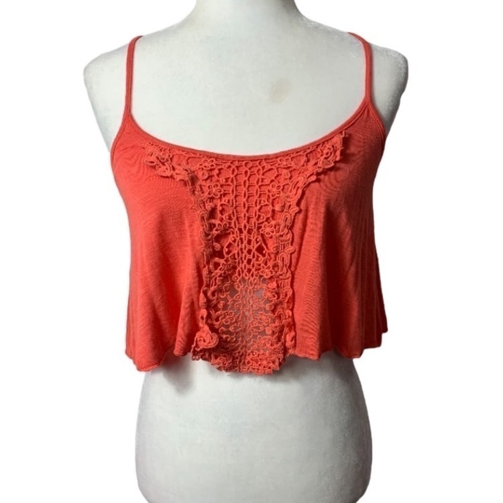 Rue21 Coral Lace Panel Crop Tank Top
